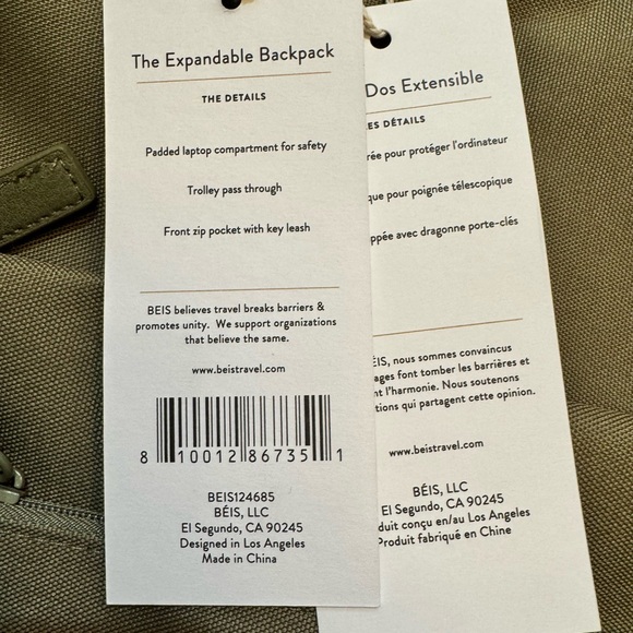 Bèis Expandable Backpack. - Picture 12 of 12